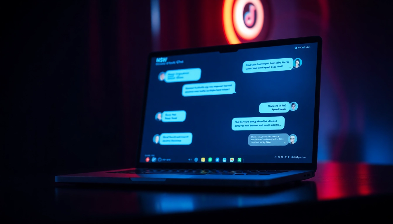 Illustration of a user engaging with nsfw ai chat on a laptop, highlighting privacy and realistic digital interactions for adult conversations.