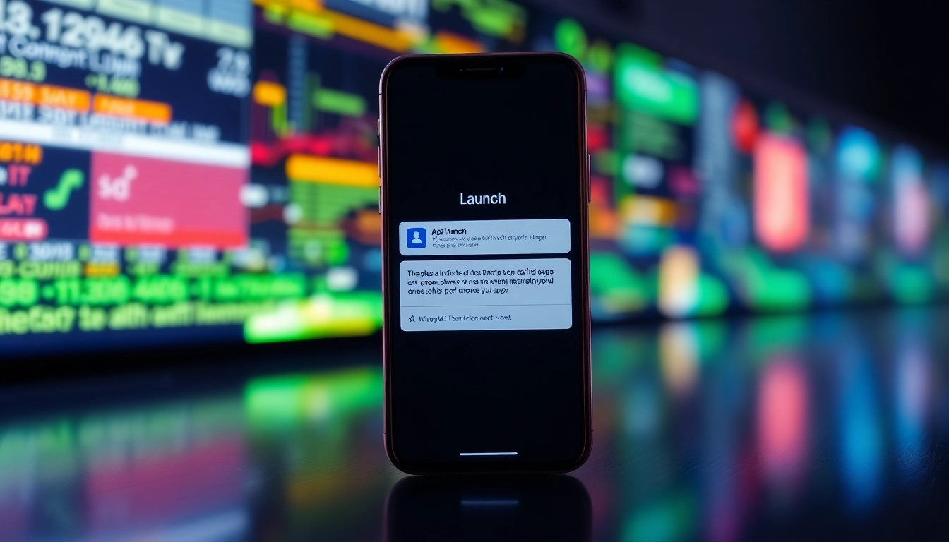 Highlighting App Launch News through a smartphone notification on a vibrant digital background