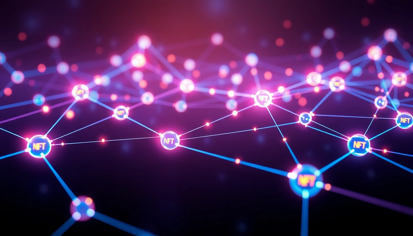 Comprehensive Blockchain and NFT Technology Guide illustrating interconnected digital assets